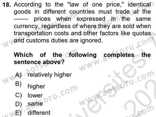 Monetary Theory and Policy Dersi 2023 - 2024 Yılı (Final) Dönem Sonu Sınav Soruları 18. Soru