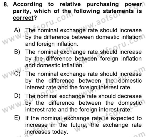 Monetary Theory and Policy Dersi 2023 - 2024 Yılı (Final) Dönem Sonu Sınav Soruları 8. Soru