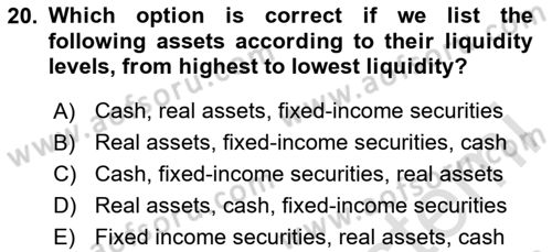 Monetary Theory and Policy Dersi 2023 - 2024 Yılı Yaz Okulu Sınav Soruları 20. Soru
