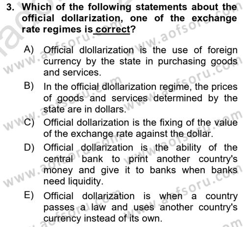 Monetary Theory and Policy Dersi 2023 - 2024 Yılı Yaz Okulu Sınav Soruları 3. Soru