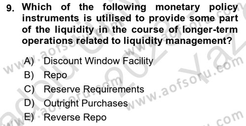 Monetary Theory and Policy Dersi 2023 - 2024 Yılı Yaz Okulu Sınav Soruları 9. Soru