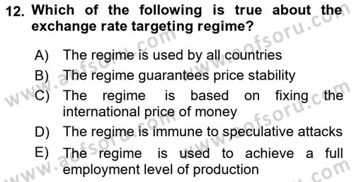 Monetary Theory and Policy Dersi Ara Sınavı Deneme Sınav Soruları 12. Soru