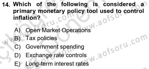 Monetary Theory and Policy Dersi Ara Sınavı Deneme Sınav Soruları 14. Soru