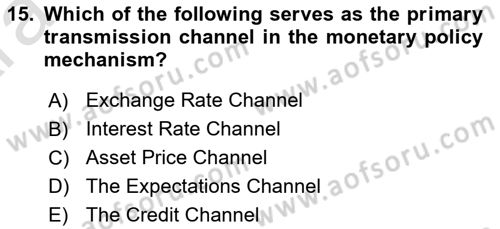 Monetary Theory and Policy Dersi Ara Sınavı Deneme Sınav Soruları 15. Soru