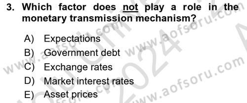 Monetary Theory and Policy Dersi Ara Sınavı Deneme Sınav Soruları 3. Soru