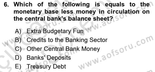 Monetary Theory and Policy Dersi Ara Sınavı Deneme Sınav Soruları 6. Soru