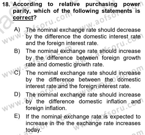 Monetary Theory and Policy Dersi 2024 - 2025 Yılı (Final) Dönem Sonu Sınav Soruları 18. Soru