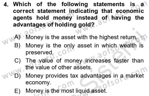 Monetary Theory and Policy Dersi 2024 - 2025 Yılı (Final) Dönem Sonu Sınav Soruları 4. Soru