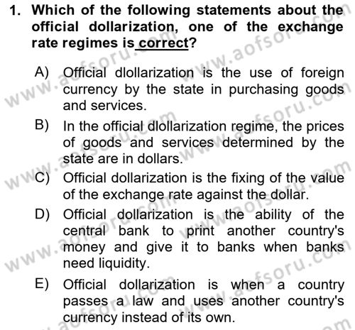 Monetary Theory and Policy Dersi 2024 - 2025 Yılı Yaz Okulu Sınav Soruları 1. Soru
