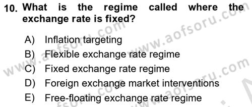 Monetary Theory and Policy Dersi 2025 - 2026 Yılı (Final) Dönem Sonu Sınav Soruları 10. Soru