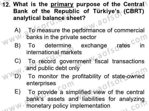Monetary Theory and Policy Dersi 2025 - 2026 Yılı (Final) Dönem Sonu Sınav Soruları 12. Soru