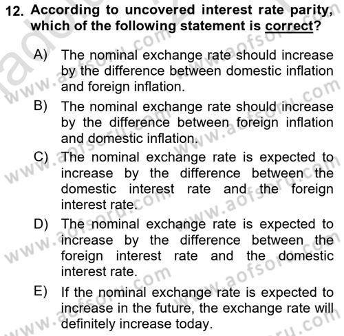 Monetary Theory and Policy Dersi 2025 - 2026 Yılı Yaz Okulu Sınav Soruları 12. Soru