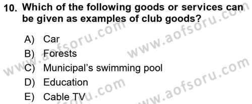 Public Finance Dersi 2023 - 2024 Yılı (Vize) Ara Sınav Soruları 10. Soru