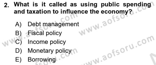Public Finance Dersi 2023 - 2024 Yılı (Vize) Ara Sınav Soruları 2. Soru