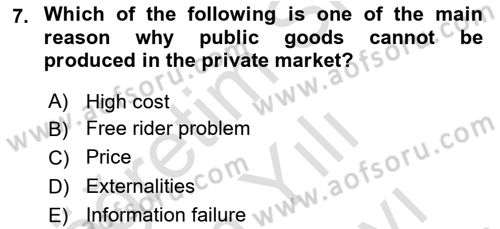 Public Finance Dersi 2023 - 2024 Yılı (Vize) Ara Sınav Soruları 7. Soru