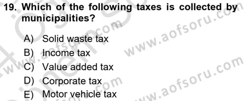 Public Finance Dersi 2023 - 2024 Yılı (Final) Dönem Sonu Sınav Soruları 19. Soru