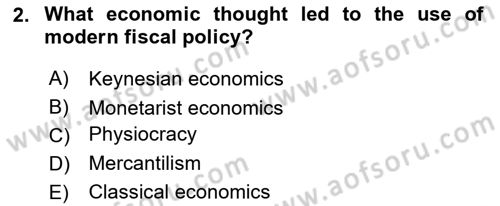 Public Finance Dersi 2024 - 2025 Yılı (Vize) Ara Sınav Soruları 2. Soru