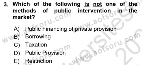 Public Finance Dersi 2024 - 2025 Yılı (Vize) Ara Sınav Soruları 3. Soru
