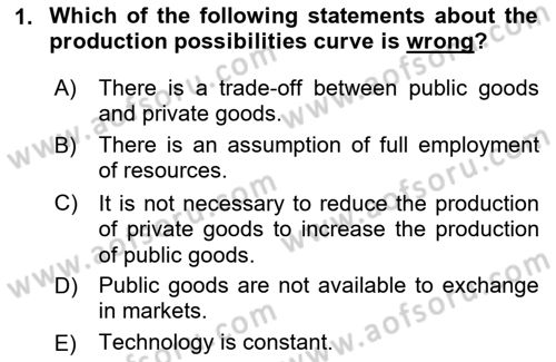 Public Finance Dersi 2024 - 2025 Yılı Yaz Okulu Sınav Soruları 1. Soru