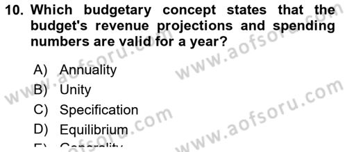 Public Finance Dersi 2024 - 2025 Yılı Yaz Okulu Sınav Soruları 10. Soru