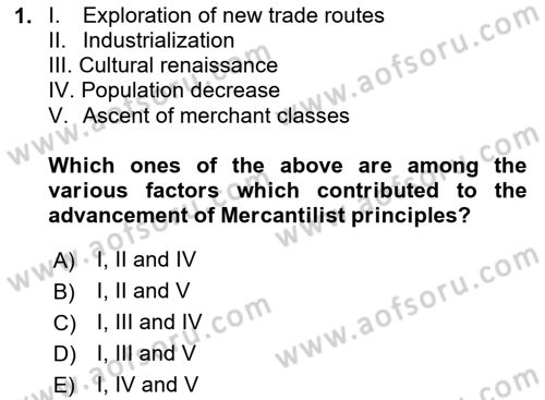 International Economics 1 Dersi 2024 - 2025 Yılı (Vize) Ara Sınav Soruları 1. Soru