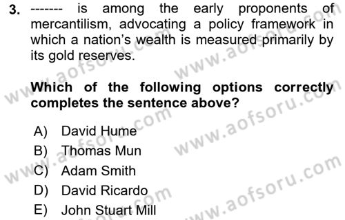 International Economics 1 Dersi 2024 - 2025 Yılı (Vize) Ara Sınav Soruları 3. Soru