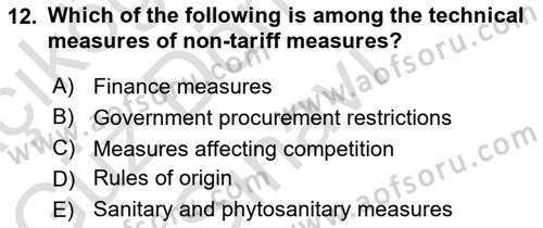 International Economics 1 Dersi 2024 - 2025 Yılı (Final) Dönem Sonu Sınav Soruları 12. Soru