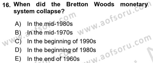 International Economics 1 Dersi 2024 - 2025 Yılı (Final) Dönem Sonu Sınav Soruları 16. Soru