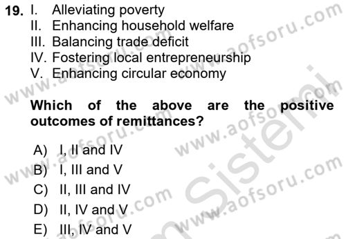 International Economics 1 Dersi 2024 - 2025 Yılı (Final) Dönem Sonu Sınav Soruları 19. Soru