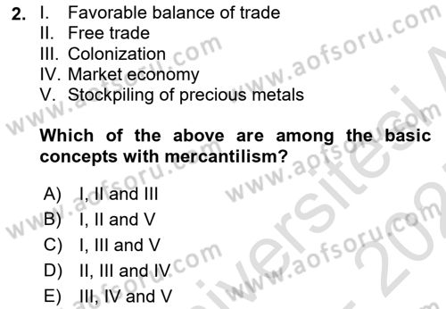 International Economics 1 Dersi 2024 - 2025 Yılı (Final) Dönem Sonu Sınav Soruları 2. Soru