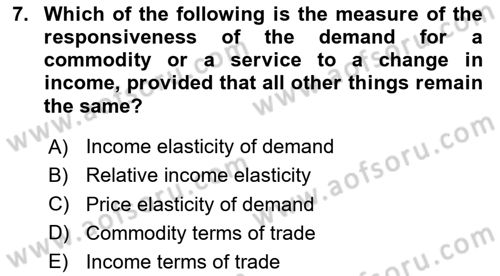 International Economics 1 Dersi 2024 - 2025 Yılı (Final) Dönem Sonu Sınav Soruları 7. Soru