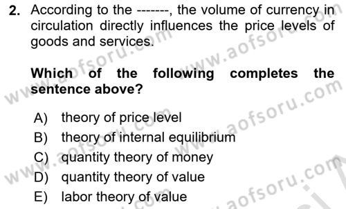 International Economics 1 Dersi 2024 - 2025 Yılı Yaz Okulu Sınav Soruları 2. Soru