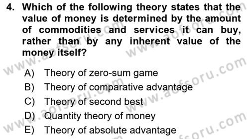 International Economics 1 Dersi 2025 - 2026 Yılı (Vize) Ara Sınav Soruları 4. Soru