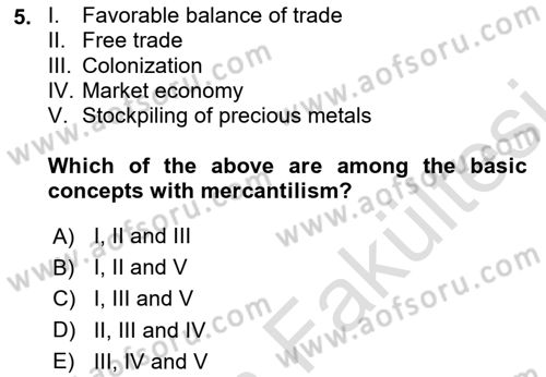International Economics 1 Dersi 2025 - 2026 Yılı (Vize) Ara Sınav Soruları 5. Soru