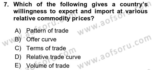 International Economics 1 Dersi 2025 - 2026 Yılı (Vize) Ara Sınav Soruları 7. Soru