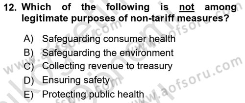 International Economics 1 Dersi 2025 - 2026 Yılı (Final) Dönem Sonu Sınav Soruları 12. Soru