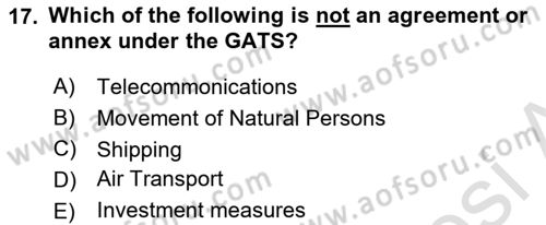 International Economics 1 Dersi 2025 - 2026 Yılı (Final) Dönem Sonu Sınav Soruları 17. Soru