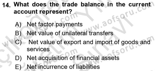 International Economics 2 Dersi 2023 - 2024 Yılı (Vize) Ara Sınav Soruları 14. Soru