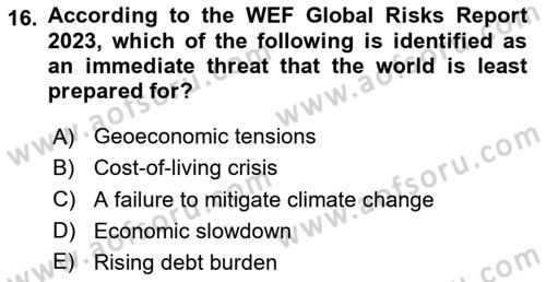 International Economics 2 Dersi 2023 - 2024 Yılı (Vize) Ara Sınav Soruları 16. Soru