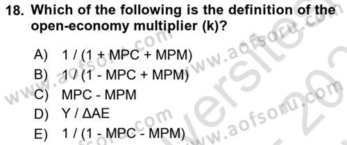 International Economics 2 Dersi 2023 - 2024 Yılı (Vize) Ara Sınav Soruları 18. Soru