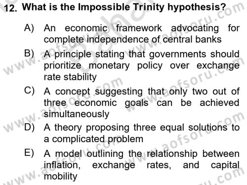 International Economics 2 Dersi 2023 - 2024 Yılı (Final) Dönem Sonu Sınav Soruları 12. Soru