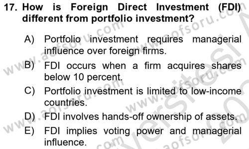 International Economics 2 Dersi 2023 - 2024 Yılı (Final) Dönem Sonu Sınav Soruları 17. Soru