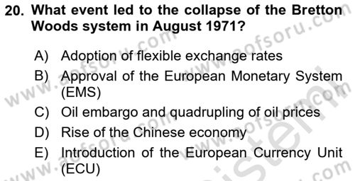 International Economics 2 Dersi 2023 - 2024 Yılı (Final) Dönem Sonu Sınav Soruları 20. Soru