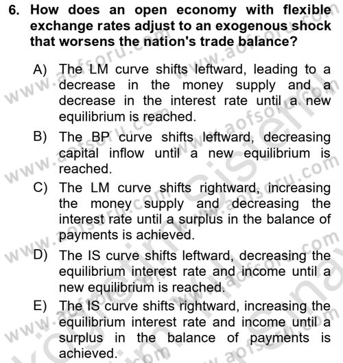 International Economics 2 Dersi 2023 - 2024 Yılı (Final) Dönem Sonu Sınav Soruları 6. Soru