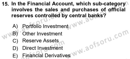 International Economics 2 Dersi 2023 - 2024 Yılı Yaz Okulu Sınav Soruları 15. Soru