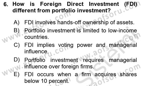 International Economics 2 Dersi 2024 - 2025 Yılı (Vize) Ara Sınav Soruları 6. Soru