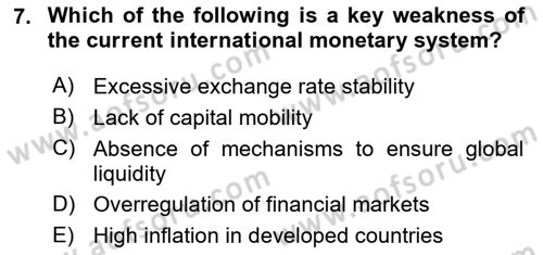 International Economics 2 Dersi 2024 - 2025 Yılı (Final) Dönem Sonu Sınav Soruları 7. Soru