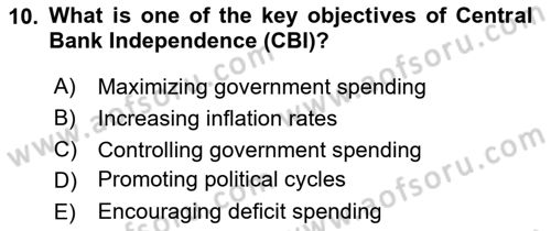 International Economics 2 Dersi 2024 - 2025 Yılı Yaz Okulu Sınav Soruları 10. Soru