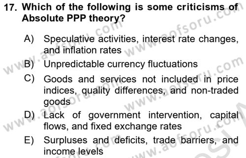 International Economics 2 Dersi 2024 - 2025 Yılı Yaz Okulu Sınav Soruları 17. Soru
