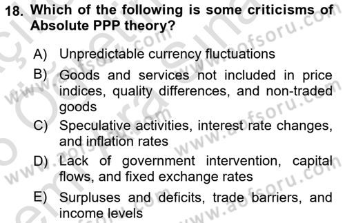 International Economics 2 Dersi 2025 - 2026 Yılı (Vize) Ara Sınav Soruları 18. Soru